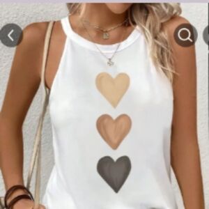 Women's Heart Graphic Tank Top - White